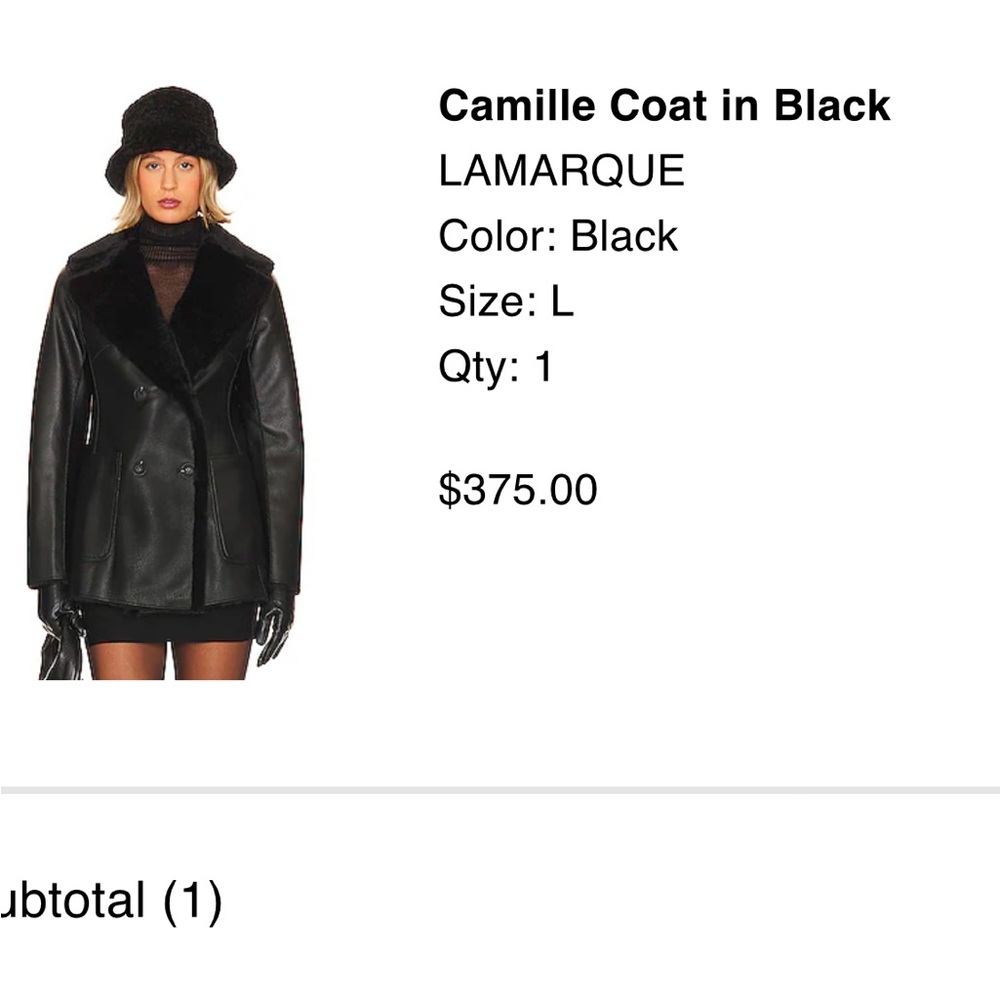 LAMARQUE Camille Black Pea Coat